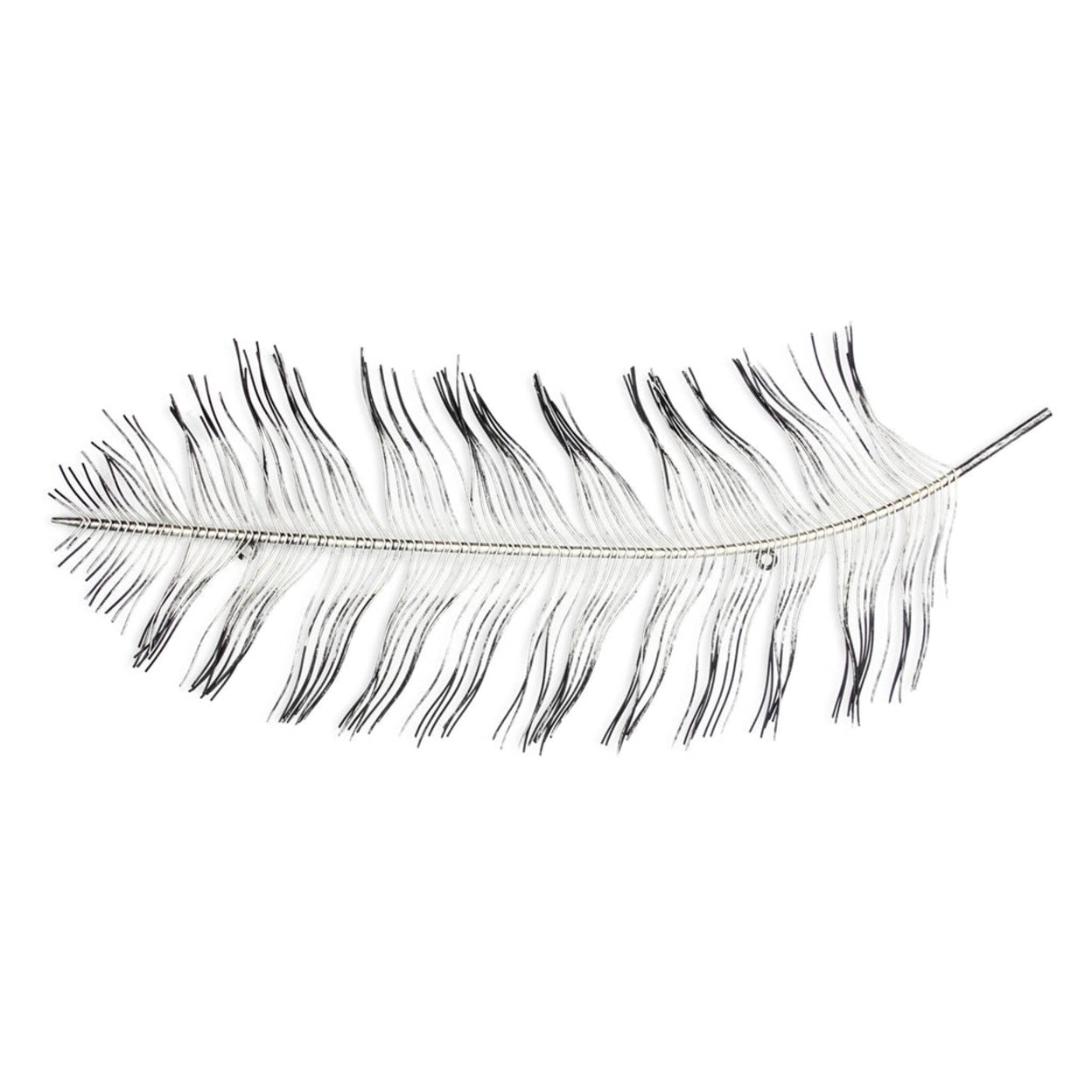 Elegant Silver and Black Metal Feather Wall Decor