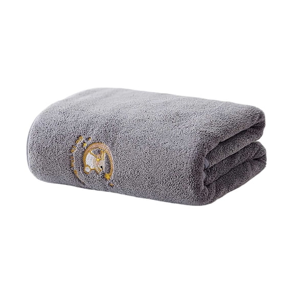 Home Water Absorbing Fleece Towel - Embroidered, Soft, Lint-Free, Quick Drying for Bathroom and Kitchen Use,Gray