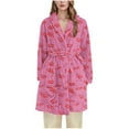 thumbnail image 1 of Home Wear For Women Flannel Lapel Long Sleeve Print Nightgown Winter Cute Casual Soft Comfortable Bathrobes With Pockets (XL, Hot Pink-B), 1 of 2