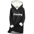thumbnail image 1 of Home Wear For Women Hooded Letter Print Pullover Tops Thicken Velvet Thermal Oversized Casual Fleece Winter Pajamas (S, Black-A), 1 of 2