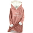 thumbnail image 1 of Home Wear For Women Hooded Letter Print Pullover Tops Thicken Velvet Thermal Oversized Casual Fleece Winter Pajamas (XXL, Pink), 1 of 2