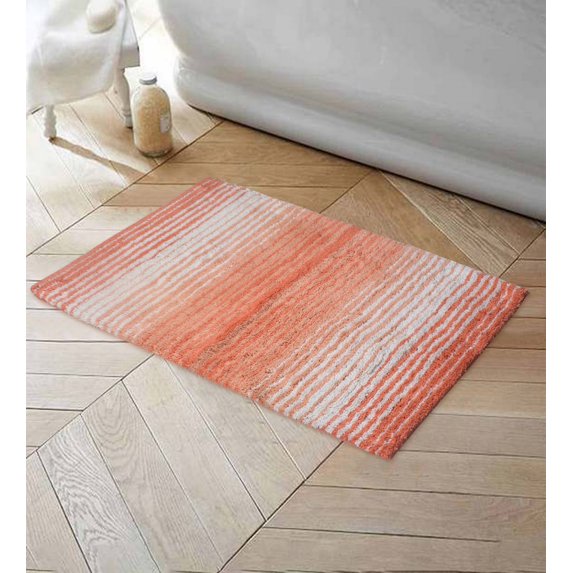 Home Weavers 100% Cotton Gradation Bathroom Rug s | Bathroom Decore | Washable Rug | Bathroom Mat | Kitchen Rug | Bathroom Rug Set | Bath Mat Set | Bath Floor Mat Non Slip, 17"x24", Coral