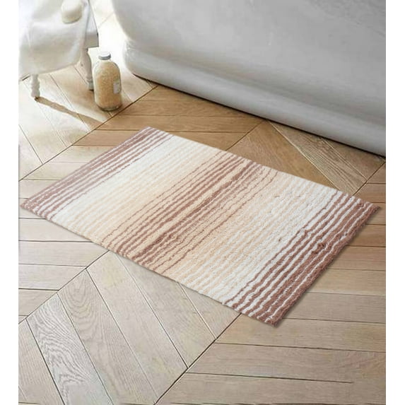 Home Weavers 100% Cotton Gradation Bathroom Rug s | Bathroom Decore | Washable Rug | Bathroom Mat | Kitchen Rug | Bathroom Rug Set | Bath Mat Set | Bath Floor Mat Non Slip, 17"x24", Beige
