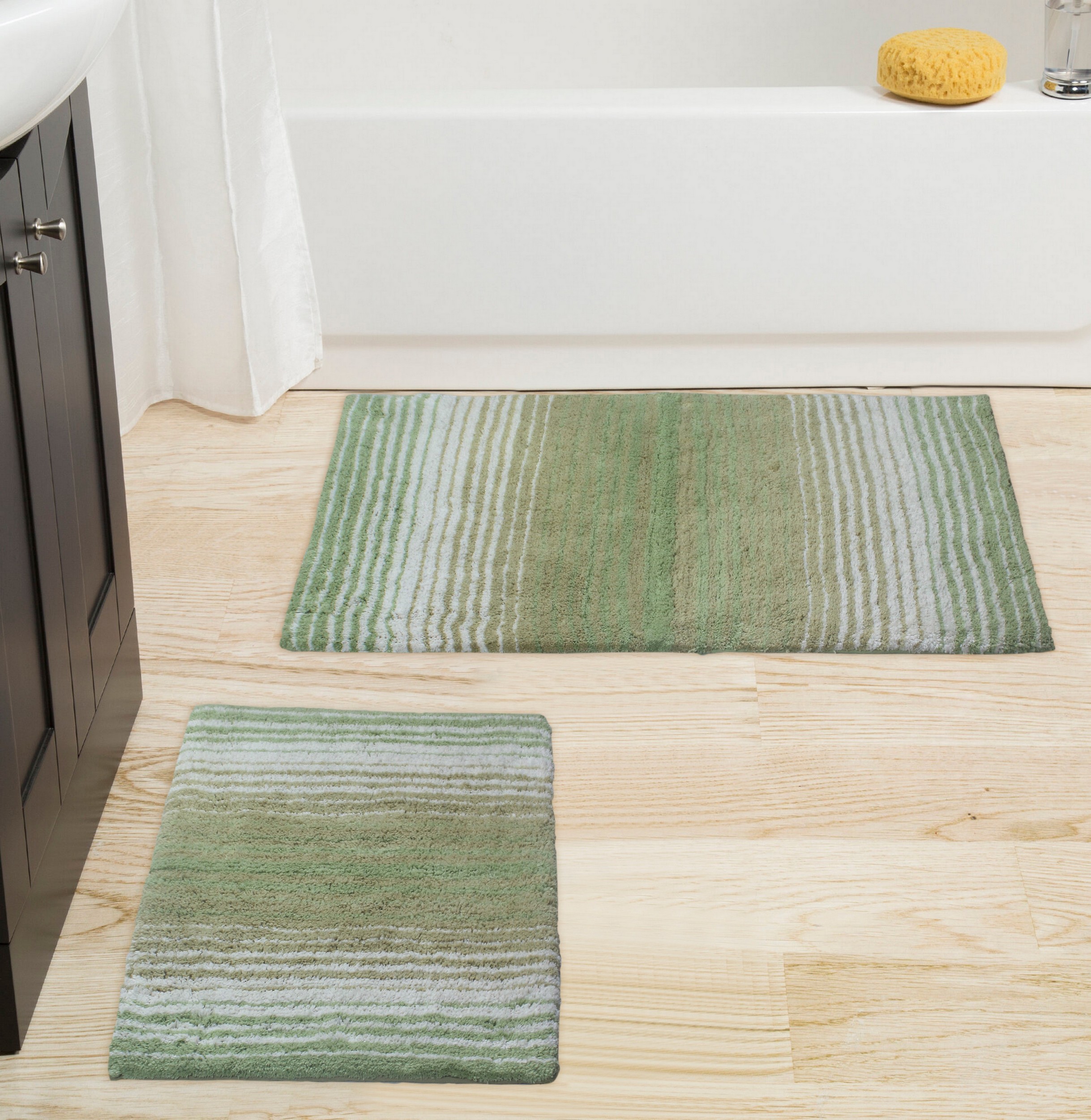 Better Trends Sage Shaggy Border 100 Cotton 4 Piece Bath Rug Set