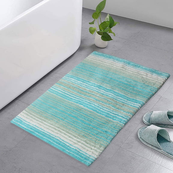 Home Weavers Gradation Collection 100% Cotton Bath Rug 21"x34", Soft, Absorbent, Non-Slip, Machine Washable Bathroom Floor Mat, Turquoise