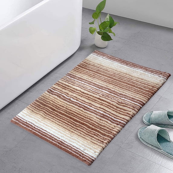 Home Weavers 100% Cotton Gradation Collection Bathroom Decore | Washable Rug | Bathroom Mat | Kitchen Rug | Bathroom Rug Set | Bath Mat Set | Bath Floor Mat Non Slip, 21"x34", Beige