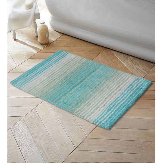 Home Weavers 100% Cotton Gradation Collection Bathroom Decore | Washable Rug | Bathroom Mat | Kitchen rug | Bathroom Rug Set | Bath Mat Set | Bath Floor Mat Non Slip, 17"x24", Turquoise