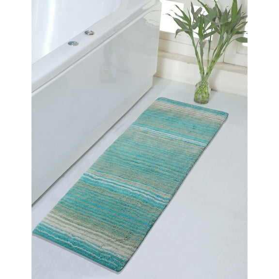Home Weavers 100% Cotton Gradation Collection Bathroom Decore | Washable Rug | Bathroom Mat | Kitchen rug | Bathroom Rug Set | Bath Mat Set | Bath Floor Mat Non Slip, 21"x54", Turquoise