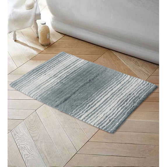 Home Weavers 100% Cotton Gradation Collection Bathroom Rug s | Bathroom Decore | Washable Rug | Bathroom Mat | Kitchen rug | Bathroom Rug Set | Bath Mat Set | Bath Floor Mat Non Slip, 17"x24", Gray