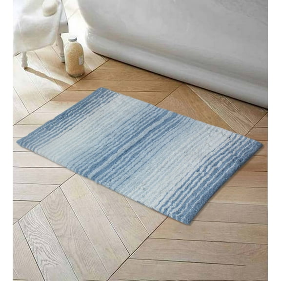 Home Weavers 100% Cotton Gradation Collection Bathroom Rug s | Bathroom Decore | Washable Rug | Bathroom Mat | Kitchen Rug | Bathroom Rug Set | Bath Mat Set | Bath Floor Mat Non Slip, 17"x24", Blue