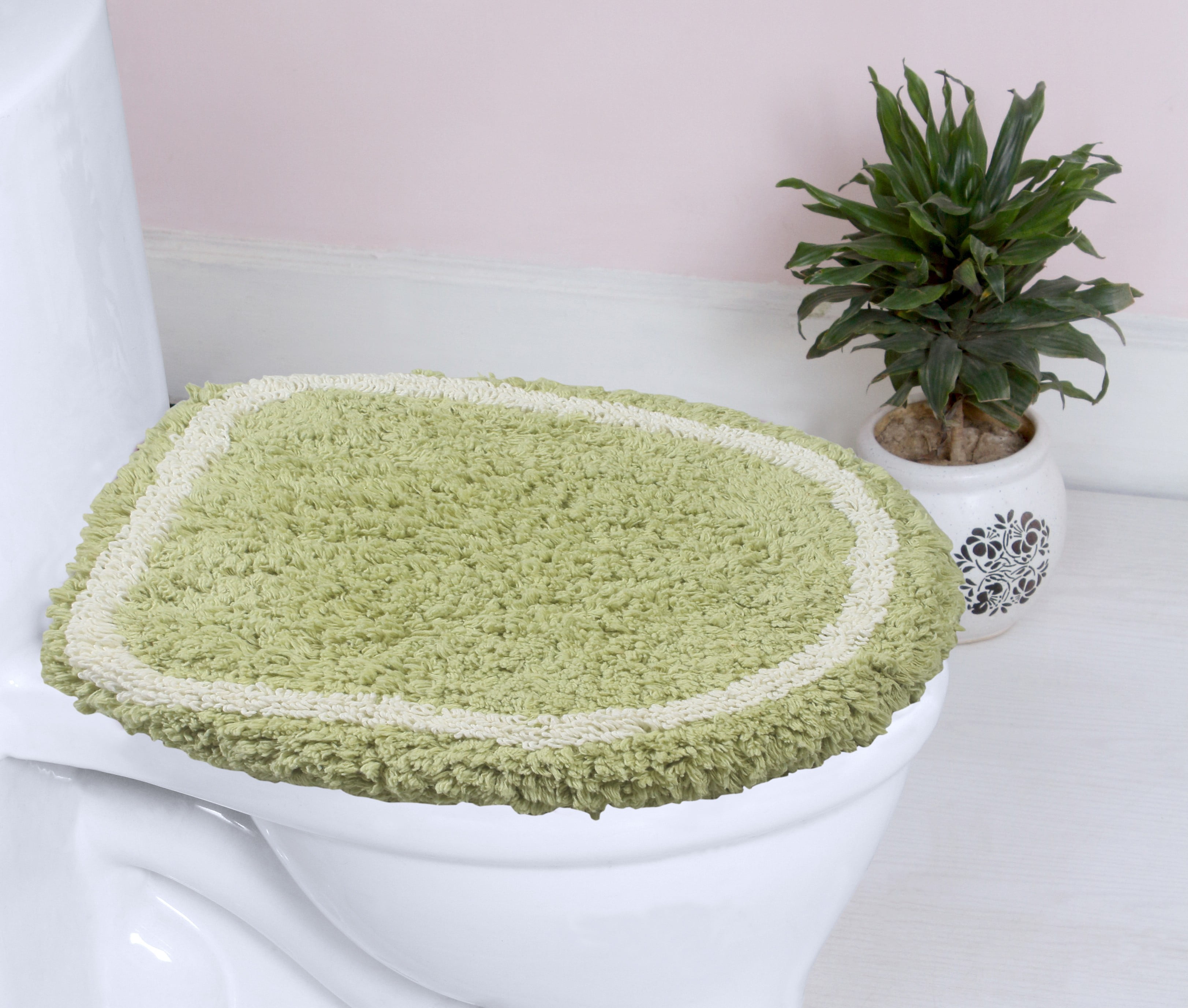 Home Weavers Allure Bathroom Rug Toilet Lid Seat Cover, Elastic Edges