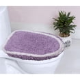 thumbnail image 1 of Home Weavers Allure Bathroom Rug Toilet Lid Seat Cover, Elastic Edges, 100% Cotton Soft Universal Fit for Standard Round Elongated Bath Room Bowl Lids, Washable, 18"x18" Toilet Lid Cover, Purple, 1 of 8
