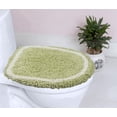 thumbnail image 1 of Home Weavers Allure Bathroom Rug Toilet Lid Seat Cover, Elastic Edges, 100% Cotton Soft Universal Fit for Standard Round Elongated Bath Room Bowl Lids, Washable, 18"x18" Toilet Lid Cover, Green, 1 of 7