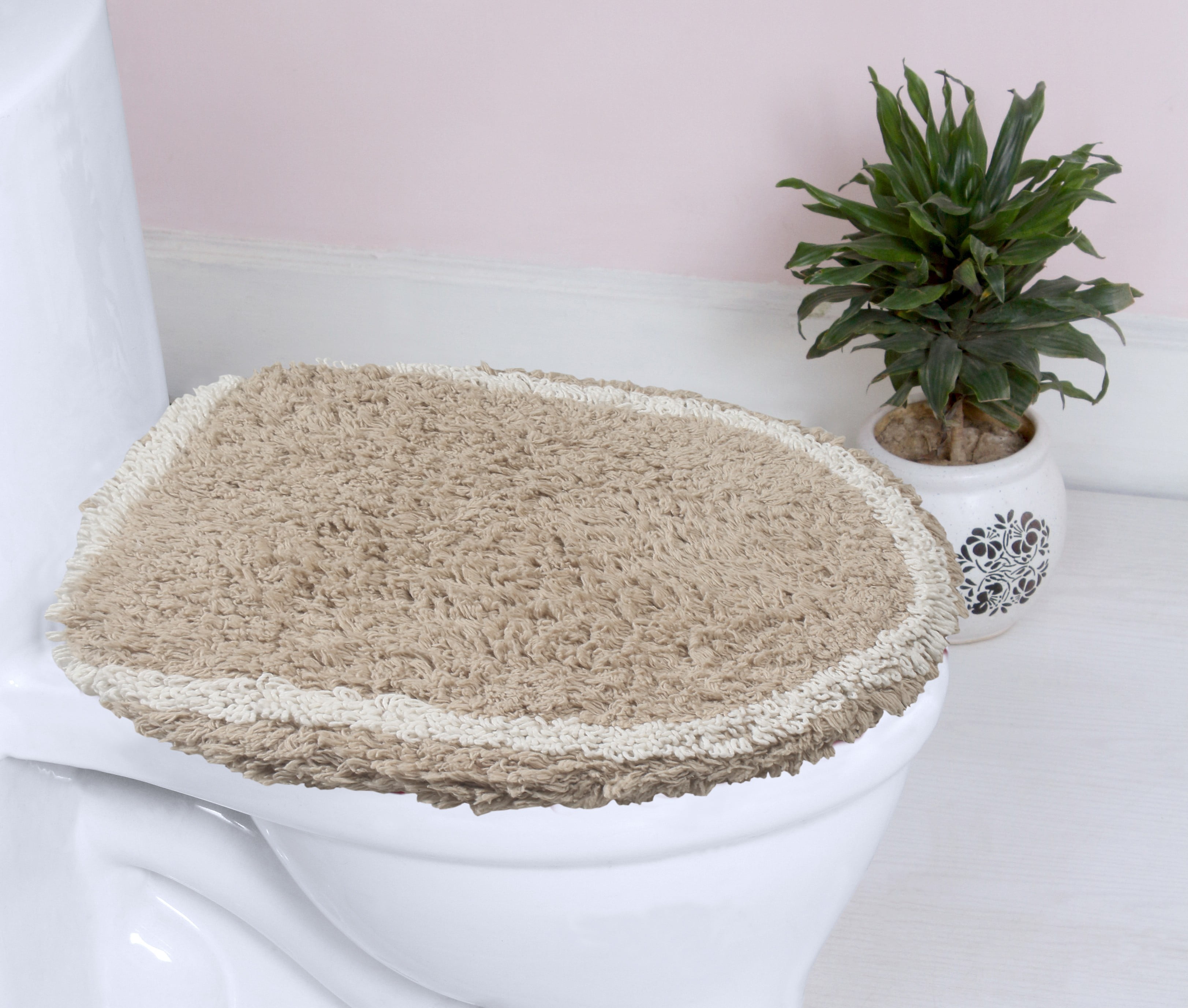 Home Weavers Allure Bathroom Rug Toilet Lid Seat Cover, Elastic Edges