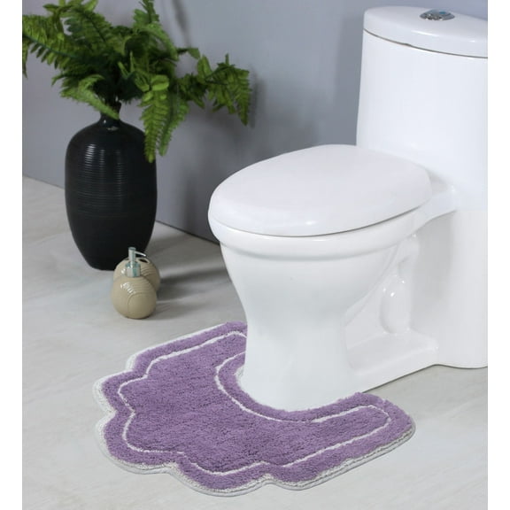 Home Weavers Allure Bathroom Rug Toilet Rugs U Shaped Contour,Extra Thick Toilet Rug, Non-Slip Contour Mat for Bathroom,100% Cotton Soft, Absorbent Water, Machine Washable, 20"x20" Contour, Purple