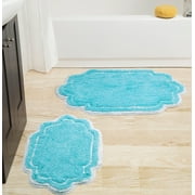 Home Weavers Cotton 2-Piece Bath Rug Set, Soft Absorbent Non-Slip Bath Mats, Machine Washable Bathroom Rugs,17x24 & 21x3
