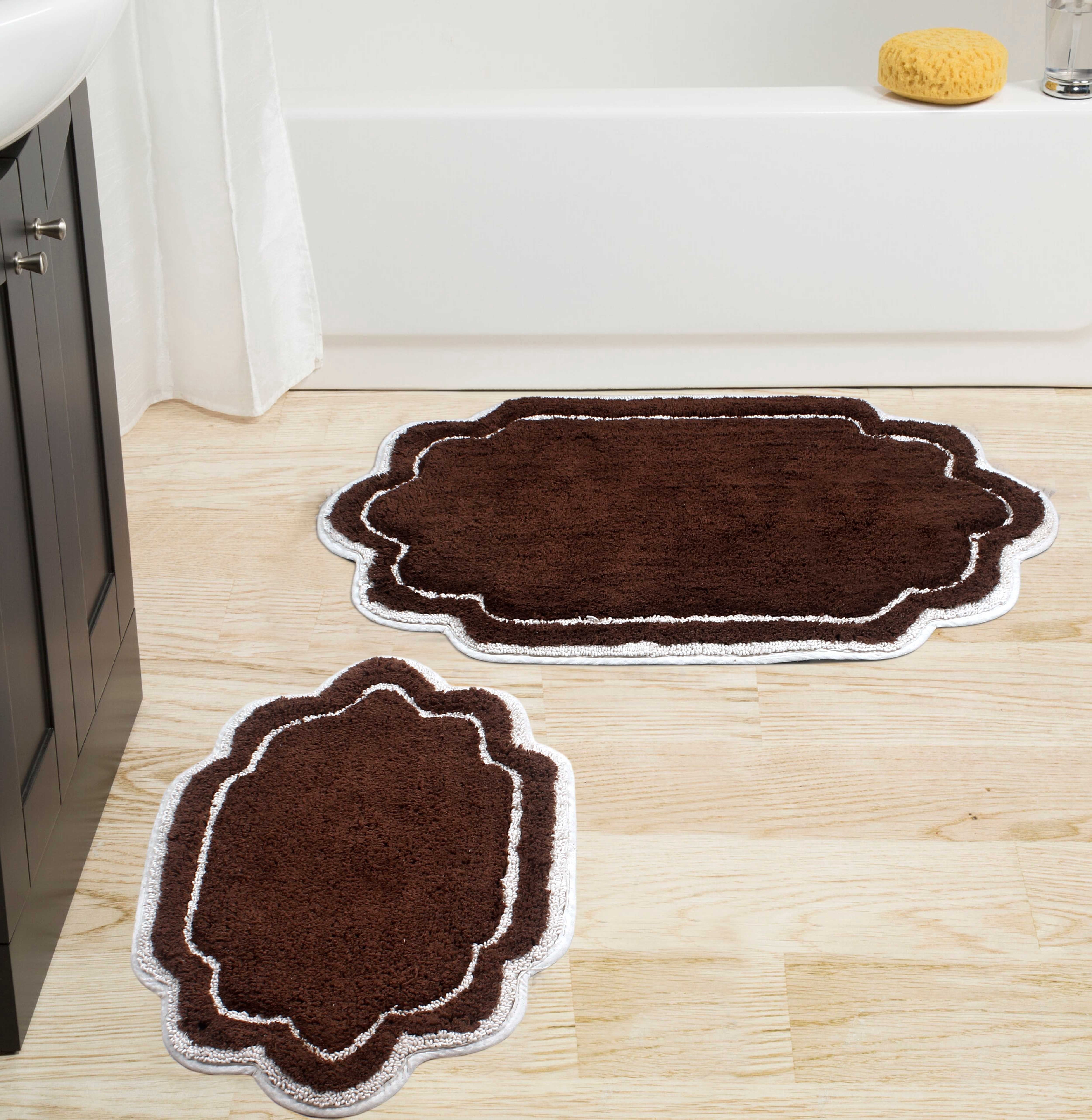 Wranger Bath Rug Home Weavers Allure Collection 100% Cotton Non-Slip Bathroom Rug Set ...