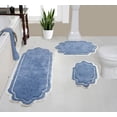 thumbnail image 1 of Home Weavers Allure Collection 100% Cotton Non-Slip Bathroom Rug Set Machine Washable Bathroom Rug-17"x24", Bath Rug- 21"x34", Runner- 21"x54", Blue Color 3 Piece Bath Rug set, 1 of 9