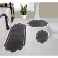 thumbnail image 1 of Home Weavers Allure Collection 100% Cotton Non-Slip Bathroom Rug Set Machine Washable Bathroom Rug-17"x24", Bath Rug- 21"x34", Runner- 21"x54", Dark Gray Color 3 Piece Bath rug set, 1 of 5