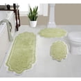 thumbnail image 1 of Home Weavers Allure Collection 100% Cotton Non-Slip Bathroom Rug Set Machine Washable Bathroom Rug-17"x24", Bath Rug- 21"x34", Runner- 21"x54", Green Color 3 Piece Bath Rug set, 1 of 9