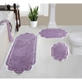thumbnail image 1 of Home Weavers Allure Collection 100% Cotton Non-Slip Bathroom Rug Set Machine Washable Bathroom Rug-17"x24", Bath Rug- 21"x34", Runner- 21"x54", Purple Color 3 Piece Bath Rug set, 1 of 9