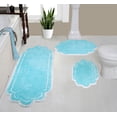 thumbnail image 1 of Home Weavers Allure Collection 100% Cotton Non-Slip Bathroom Rug Set Machine Washable Bathroom Rug-17"x24", Bath Rug- 21"x34", Runner- 21"x54", Turquoise Color 3 Piece Bath Rug set, 1 of 9