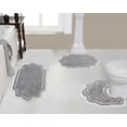 thumbnail image 1 of Home Weavers Allure Collection 100% Cotton Non-Slip Bathroom Rug Set Machine Washable Bathroom Rug-17"x24", Bath Rug- 21"x34", U Shaped Contour- 20"x20", Gray Color 3 Piece Bath Rug set, 1 of 9