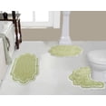 thumbnail image 1 of Home Weavers Allure Collection 100% Cotton Non-Slip Bathroom Rug Set Machine Washable Bathroom Rug-17"x24", Bath Rug- 21"x34", U Shaped Contour- 20"x20", Green Color 3 Piece Bath Rug set, 1 of 9