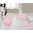 thumbnail image 1 of Home Weavers Allure Collection 100% Cotton Non-Slip Bathroom Rug Set Machine Washable Bathroom Rug-17"x24", Bath Rug- 21"x34", U Shaped Contour- 20"x20", Pink Color 3 Piece Bath Rug set, 1 of 9