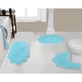 thumbnail image 1 of Home Weavers Allure Collection 100% Cotton Non-Slip Bathroom Rug Set Machine Washable Bathroom Rug-17"x24", Bath Rug- 21"x34", U Shaped Contour- 20"x20", Turquoise Color 3 Piece Bath Rug set, 1 of 9