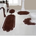 thumbnail image 1 of Bathroom Rug Set 4 Piece with Contour and Runner, Soft Absorbent Cotton Bath Mats with Non-Slip Backing, Machine Washable, Quick Dry Plush Bathroom Rugs for Tub, Shower, Toilet, and Floor, Brown, 1 of 8