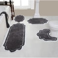 thumbnail image 1 of Home Weavers Allure Collection 100% Cotton Non-Slip Bathroom Rug Set Machine Washable Bathroom Rug, Bath Rug, U Shaped Contour, Runner, Dark Gray Color 4 Piece Bath Rug set, 1 of 5