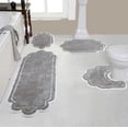 thumbnail image 1 of Home Weavers Allure Collection 100% Cotton Non-Slip Bathroom Rug Set Machine Washable Bathroom Rug, Bath Rug, U Shaped Contour, Runner, Gray Color 4 Piece Bath Rug set, 1 of 5