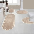 thumbnail image 1 of Home Weavers Allure Collection 100% Cotton Non-Slip Bathroom Rug Set Machine Washable Bathroom Rug, Bath Rug, U Shaped Contour, Runner, Linen Color 4 Piece Bath Rug Set, 1 of 9