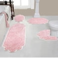 thumbnail image 1 of Home Weavers Allure Collection 100% Cotton Non-Slip Bathroom Rug Set Machine Washable Bathroom Rug, Bath Rug, U Shaped Contour, Runner, Pink Color 4 Piece Bath Rug set, 1 of 9