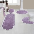 thumbnail image 1 of Home Weavers Allure Collection 100% Cotton Non-Slip Bathroom Rug Set Machine Washable Bathroom Rug, Bath Rug, U Shaped Contour, Runner, Purple Color 4 Piece Bath Rug set, 1 of 9