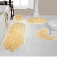 thumbnail image 1 of Home Weavers Allure Collection 100% Cotton Non-Slip Bathroom Rug Set Machine Washable Bathroom Rug, Bath Rug, U Shaped Contour, Runner, Yellow Color 4 Piece Bath Rug set, 1 of 9