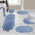 thumbnail image 1 of Home Weavers Allure Collection 100% Cotton Non-Slip Bathroom Rug Set Machine Washable Bathroom Rug, U Shaped Contour, Bathroom Rug, Bath Rug, Runner, Blue Color 5 Piece Bath rug set, 1 of 9