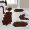 thumbnail image 1 of Home Weavers Allure Collection 100% Cotton Non-Slip Bathroom Rug Set Machine Washable Bathroom Rug, U Shaped Contour, Bathroom Rug, Bath Rug, Runner, Brown Color 5 Piece Bath Rug set, 1 of 9