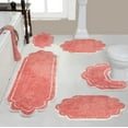thumbnail image 1 of Home Weavers Allure Collection 100% Cotton Non-Slip Bathroom Rug Set Machine Washable Bathroom Rug, U Shaped Contour, Bathroom Rug, Bath Rug, Runner, Coral Color 5 Piece Bath Rug set, 1 of 9