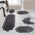 thumbnail image 1 of Home Weavers Allure Collection 100% Cotton Non-Slip Bathroom Rug Set Machine Washable Bathroom Rug, U Shaped Contour, Bathroom Rug, Bath Rug, Runner, Dark Gray Color 5 Piece Bath rug set, 1 of 4