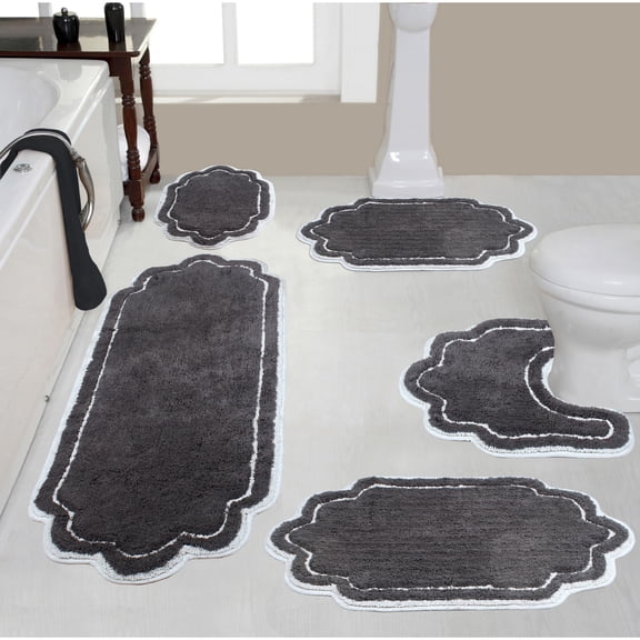 Home Weavers Allure Collection Bath Rug Set, 100% Cotton Non-Slip, 5 Piece Home Bath Set, set