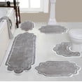 thumbnail image 1 of Home Weavers Allure Collection 100% Cotton Non-Slip Bathroom Rug Set Machine Washable Bathroom Rug, U Shaped Contour, Bathroom Rug, Bath Rug, Runner, Gray Color 5 Piece Bath rug set, 1 of 9