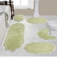 thumbnail image 1 of Home Weavers Allure Collection 100% Cotton Non-Slip Bathroom Rug Set Machine Washable Bathroom Rug, U Shaped Contour, Bathroom Rug, Bath Rug, Runner, Green Color 5 Piece Bath Rug set, 1 of 9