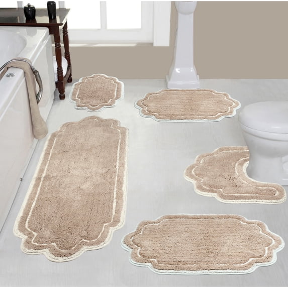 Home Weavers Allure Collection Bath Rug Set, 100% Cotton Non-Slip, 5 Piece Home Bath Set, Rug