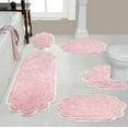 thumbnail image 1 of Home Weavers Allure Collection 100% Cotton Non-Slip Bathroom Rug Set Machine Washable Bathroom Rug, U Shaped Contour, Bathroom Rug, Bath Rug, Runner, Pink Color 5 Piece Bath Rug set, 1 of 9