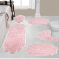 thumbnail image 1 of Home Weavers Allure Collection 100% Cotton Non-Slip Bathroom Rug Set Machine Washable Bathroom Rug, U Shaped Contour, Bathroom Rug, Bath Rug, Runner, Pink Color 5 Piece Bath Rug set, 1 of 9