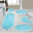 thumbnail image 1 of Home Weavers Allure Collection 100% Cotton Non-Slip Bathroom Rug Set Machine Washable Bathroom Rug, U Shaped Contour, Bathroom Rug, Bath Rug, Runner, Turquoise Color 5 Piece Bath Carpet set, 1 of 9