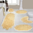 thumbnail image 1 of Home Weavers Allure Collection 100% Cotton Non-Slip Bathroom Rug Set Machine Washable Bathroom Rug, U Shaped Contour, Bathroom Rug, Bath Rug, Runner, Yellow Color 5 Piece Bath Rug set, 1 of 9