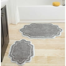 Modern Threads Non-Slip Bath Rug Set, Taupe 100% Cotton, 17